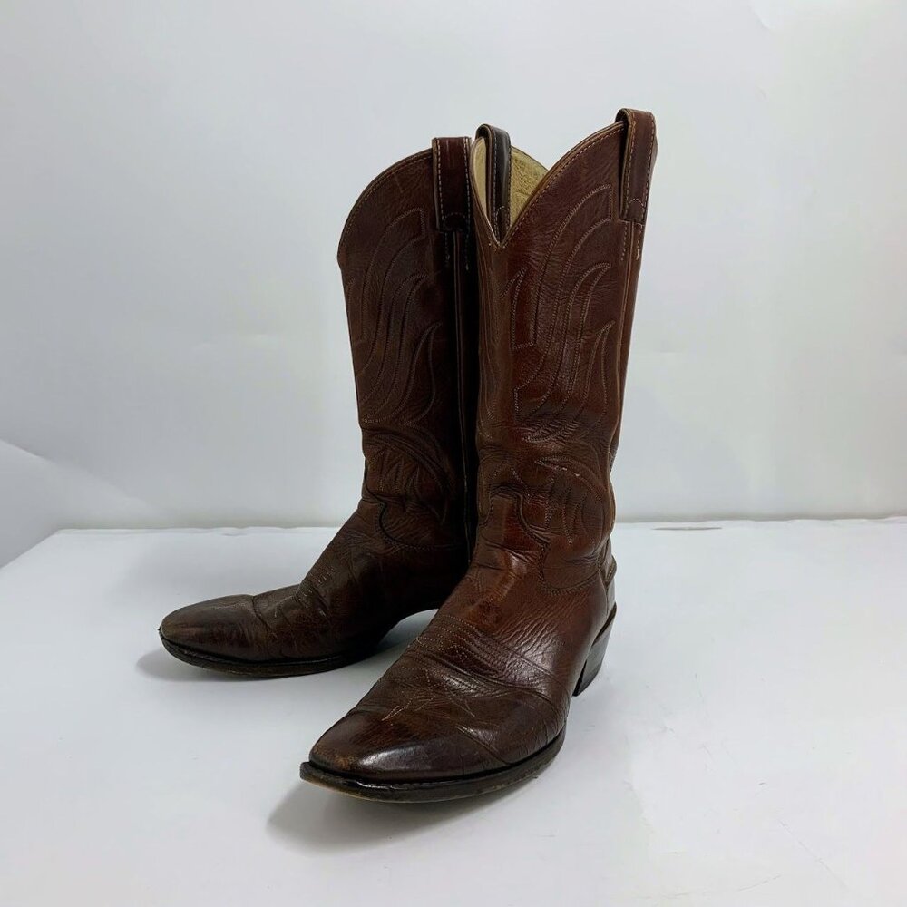 Justin Boots Men's Square Toe Leather Classic Western Cowboy Boots Size 8.5D